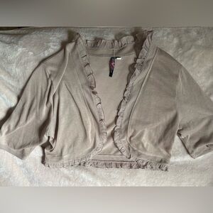 Cover Shawl Taupe Ruffled Cardigan Women’s 3X